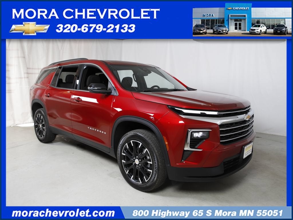 2025 Chevrolet Traverse LT in Radiant Red Tintcoat — front three-quarter view